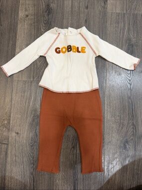 Mud Pie Kids Matching Set Cream Top with Rust Pants